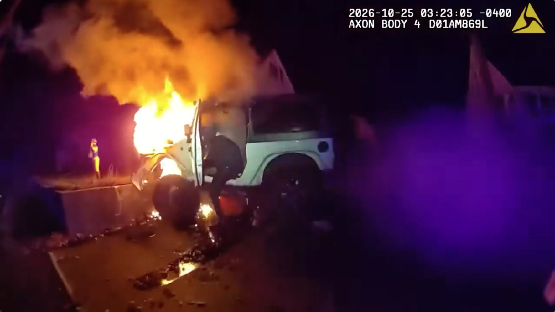 Bodycam video shows police rescuing man from burning Jeep after crash; driver facing multiple charges — FOX 9, Plymouth Community news